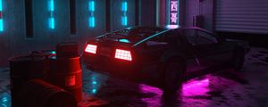 Preview wallpaper car, neon, backlight, dark