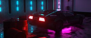 Preview wallpaper car, neon, backlight, dark