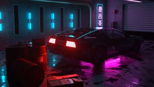 Preview wallpaper car, neon, backlight, dark