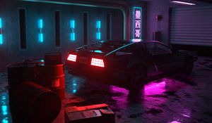 Preview wallpaper car, neon, backlight, dark