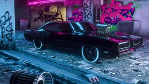 Preview wallpaper car, neon, graffiti, art