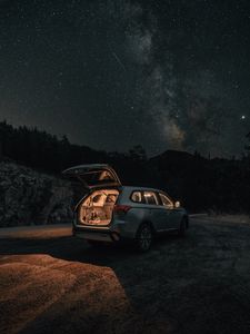 Preview wallpaper car, night, nature, travel