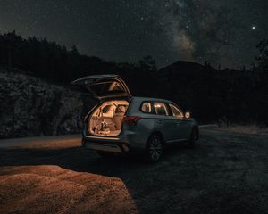 Preview wallpaper car, night, nature, travel