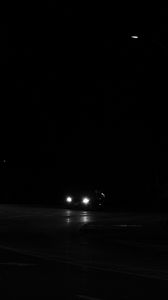 Preview wallpaper car, night, road, black, glow, headlights