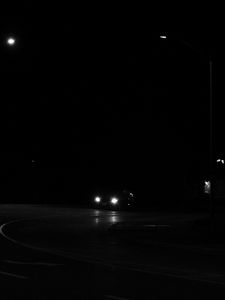 Preview wallpaper car, night, road, black, glow, headlights