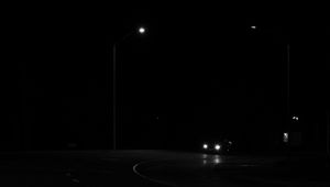 Preview wallpaper car, night, road, black, glow, headlights