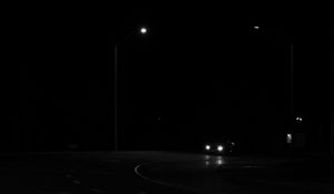 Preview wallpaper car, night, road, black, glow, headlights