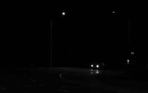 Preview wallpaper car, night, road, black, glow, headlights