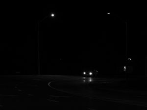 Preview wallpaper car, night, road, black, glow, headlights