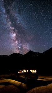 Preview wallpaper car, night, starry sky