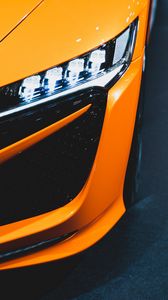 Preview wallpaper car, orange, headlight, light, backlight