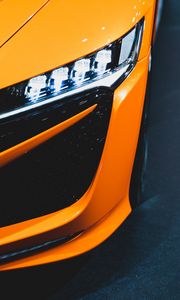 Preview wallpaper car, orange, headlight, light, backlight