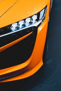Preview wallpaper car, orange, headlight, light, backlight