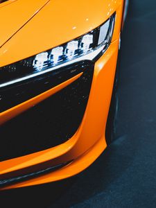Preview wallpaper car, orange, headlight, light, backlight