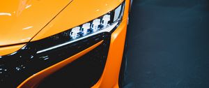 Preview wallpaper car, orange, headlight, light, backlight