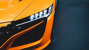 Preview wallpaper car, orange, headlight, light, backlight