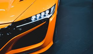 Preview wallpaper car, orange, headlight, light, backlight