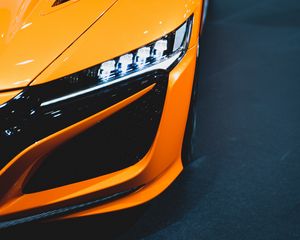 Preview wallpaper car, orange, headlight, light, backlight