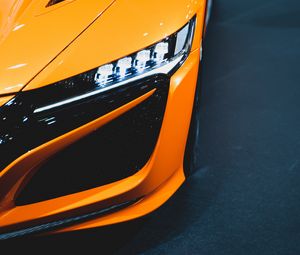 Preview wallpaper car, orange, headlight, light, backlight