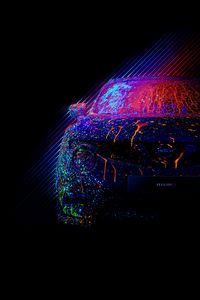 Preview wallpaper car, paint, colorful, stripes, spots