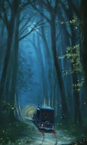 Preview wallpaper car, path, forest, trees, art
