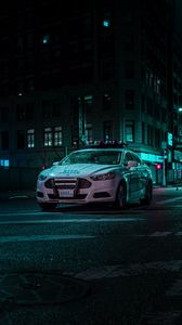 Preview wallpaper car, police, night city, street, traffic