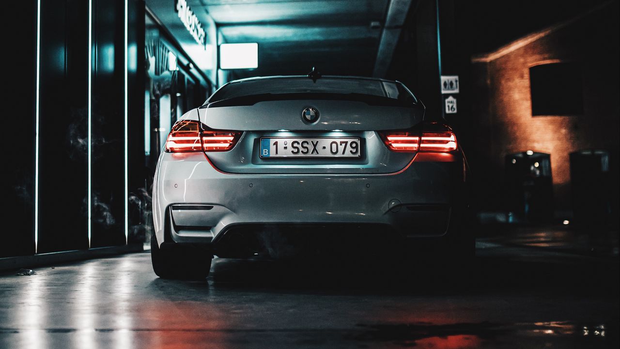 Wallpaper car, rear view, neon, luxury