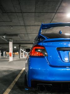 Preview wallpaper car, rear view, spoiler, blue