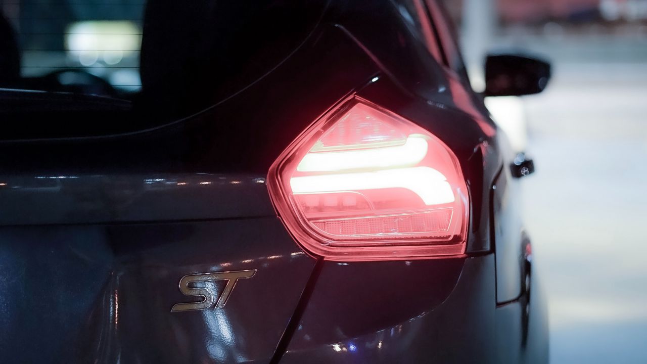 Wallpaper car, rear view, taillight, light, night