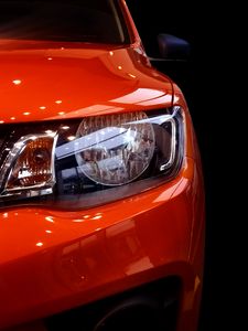 Preview wallpaper car, red, headlight, front view