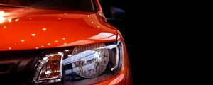 Preview wallpaper car, red, headlight, front view