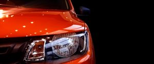 Preview wallpaper car, red, headlight, front view