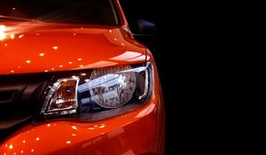 Preview wallpaper car, red, headlight, front view