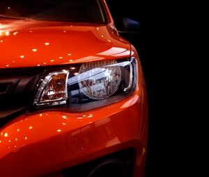 Preview wallpaper car, red, headlight, front view