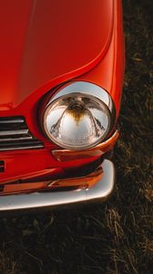 Preview wallpaper car, red, headlight, retro