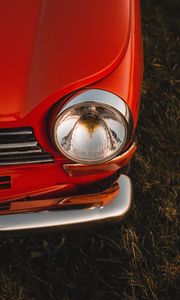 Preview wallpaper car, red, headlight, retro