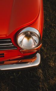 Preview wallpaper car, red, headlight, retro