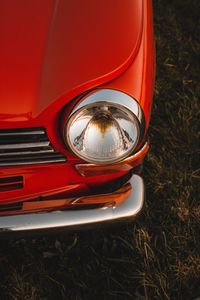 Preview wallpaper car, red, headlight, retro