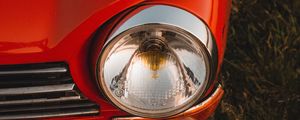 Preview wallpaper car, red, headlight, retro