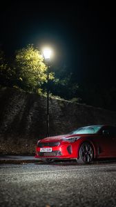 Preview wallpaper car, red, night, lantern, light