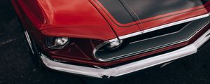 Preview wallpaper car, red, old, headlight, wing, closeup