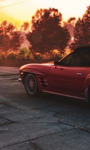 Preview wallpaper car, red, retro, side view