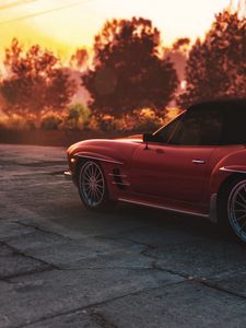 Preview wallpaper car, red, retro, side view