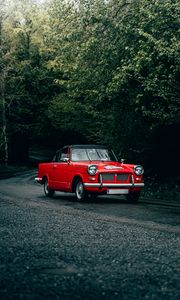 Preview wallpaper car, red, retro, road