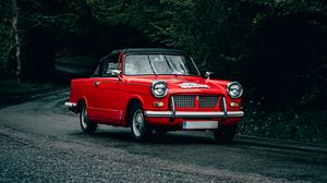 Preview wallpaper car, red, retro, road