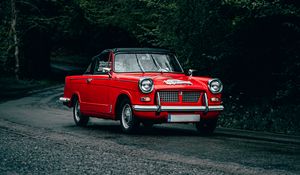 Preview wallpaper car, red, retro, road