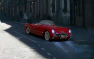 Preview wallpaper car, red, retro, art