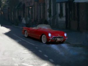 Preview wallpaper car, red, retro, art