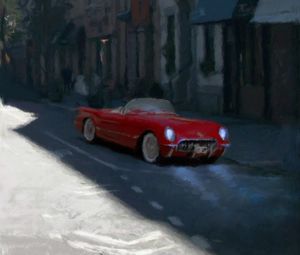 Preview wallpaper car, red, retro, art