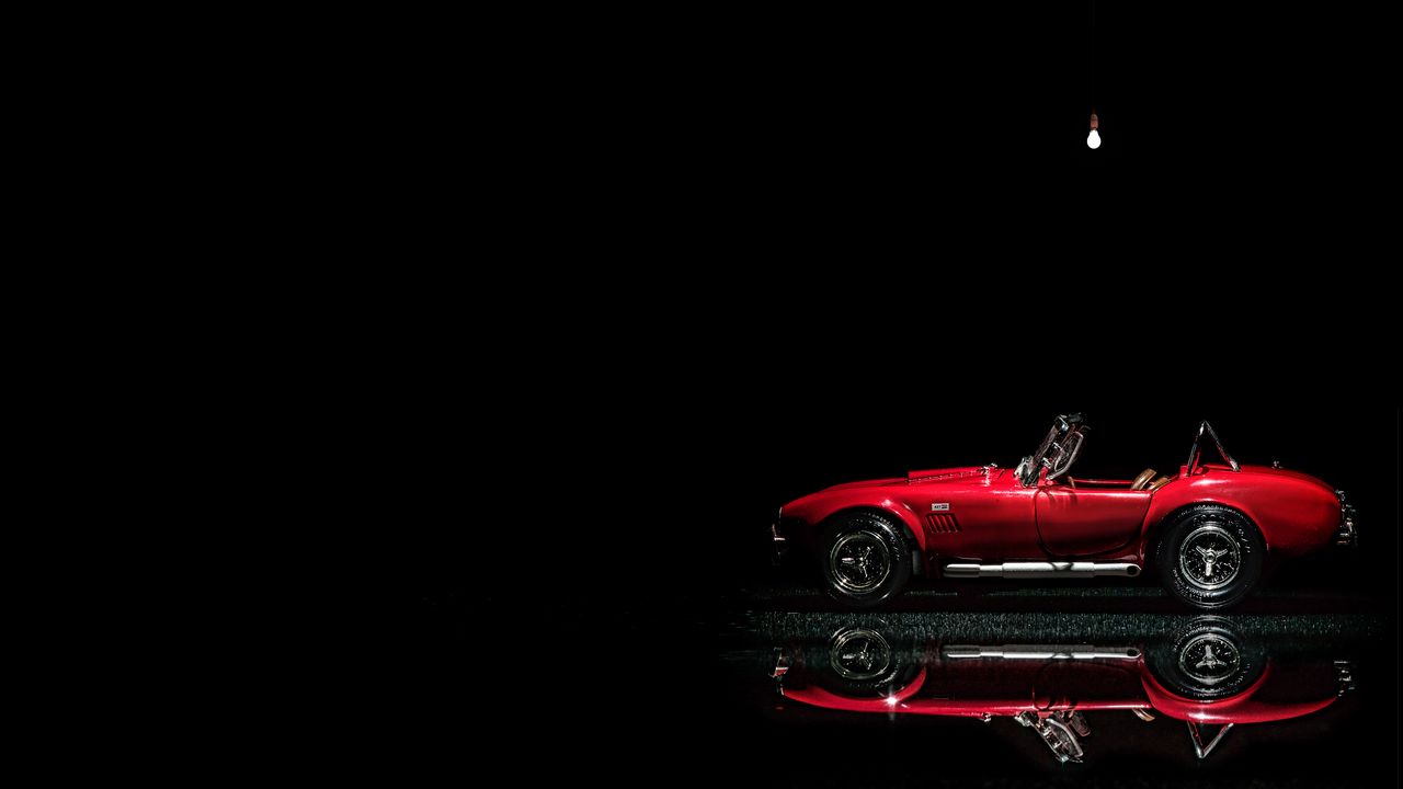 Wallpaper car, red, retro, toy, reflection, dark